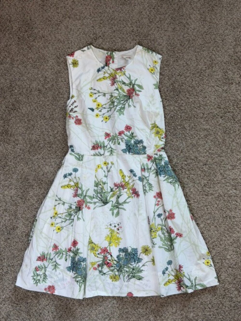 Gap Floral Fit & Flare Dress | Size 0 | White Botanical Print Cotton Dress | NWT - Picture 3 of 8